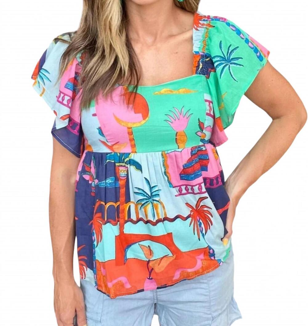 NEW EN CREME tropicana babydoll fit top in multicolor
